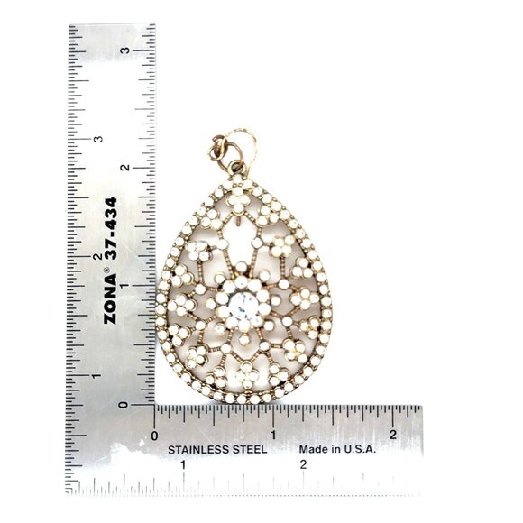 Pear Shaped Flower Crystals Statement Earrings - Picture 3 of 4